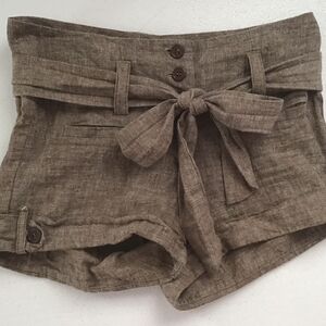 Charlotte Russe Linen/ Cotton Rolled Leg Shorts Coco Brown Size 3 Women
